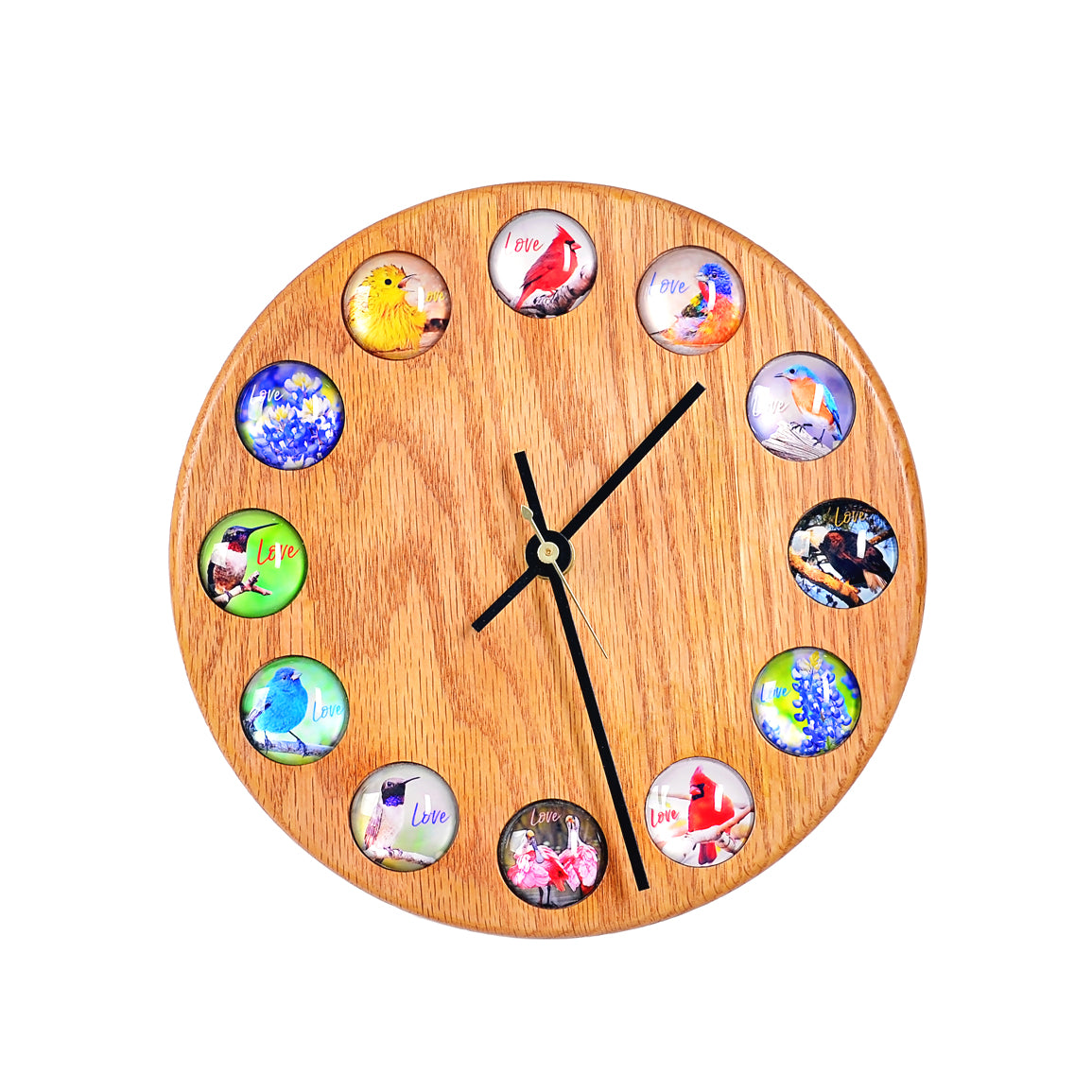 Bird and Wildflower Glass Photo Clock