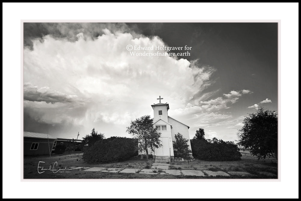 Nebraska Church with storm approaching 20" x 30"