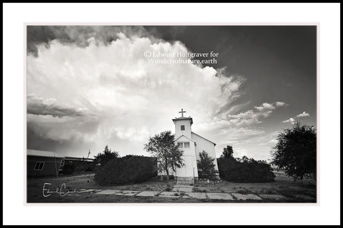Nebraska Church with storm approaching 20" x 30"